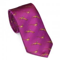 Cravate rose à faisans Laksen