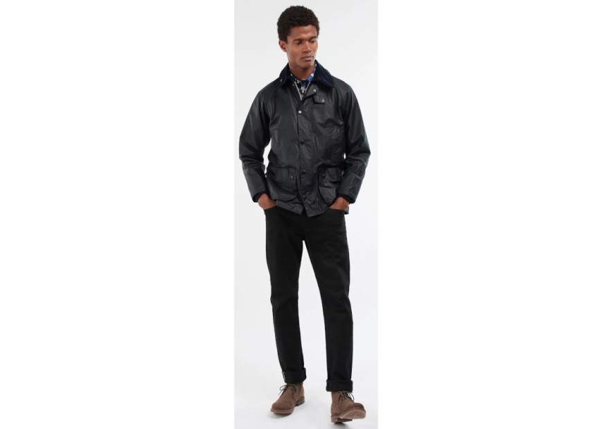 Veste huilée Barbour Bédale bleu navy