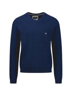 Pull col V Fynch-Hatton coton-cachemire navy