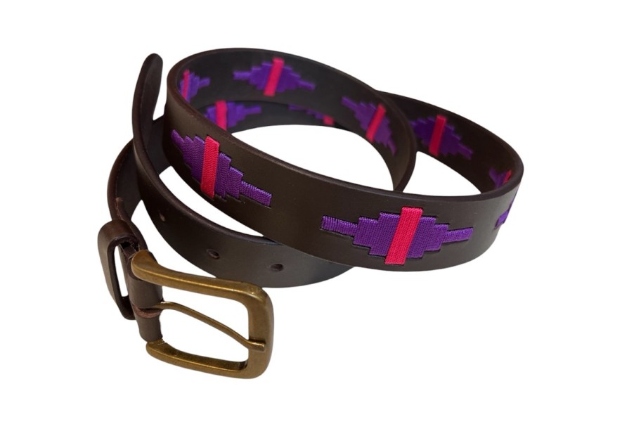 Ceinture argentine cuir tressé violet et rose | Passion Campagne