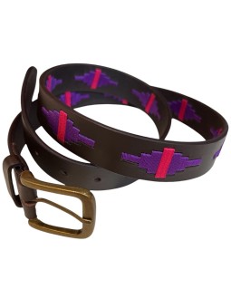 Ceinture argentine cuir tressé violet et rose | Passion Campagne