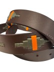 Ceinture argentine cuir fils verte et orange - Novasport