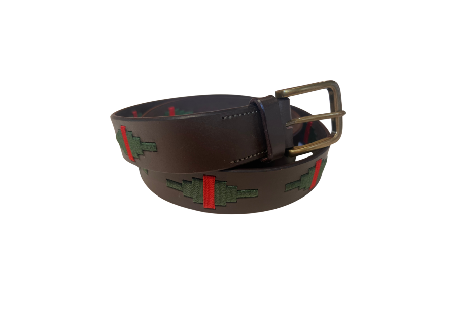 Ceinture argentine cuir tressé rouge et vert | Passion Campagne