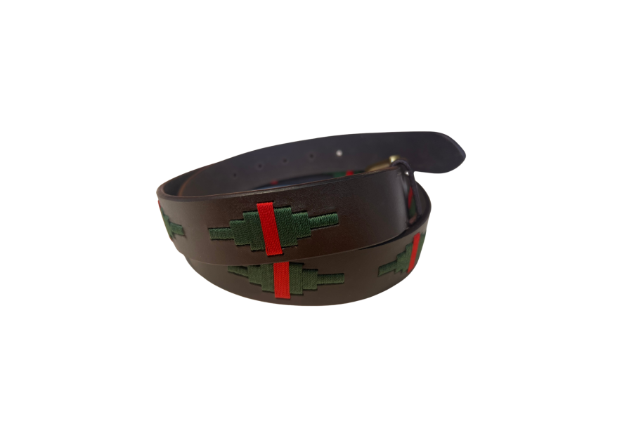 Ceinture argentine cuir tressé rouge et vert | Passion Campagne