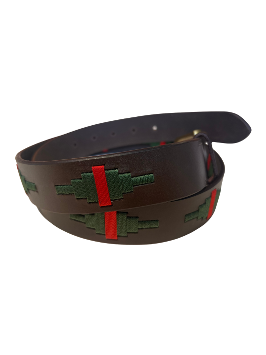 Ceinture argentine cuir tressé rouge et vert | Passion Campagne