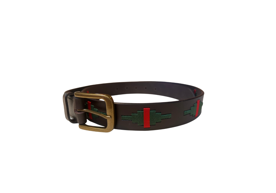 Ceinture argentine cuir tressé rouge et vert | Passion Campagne
