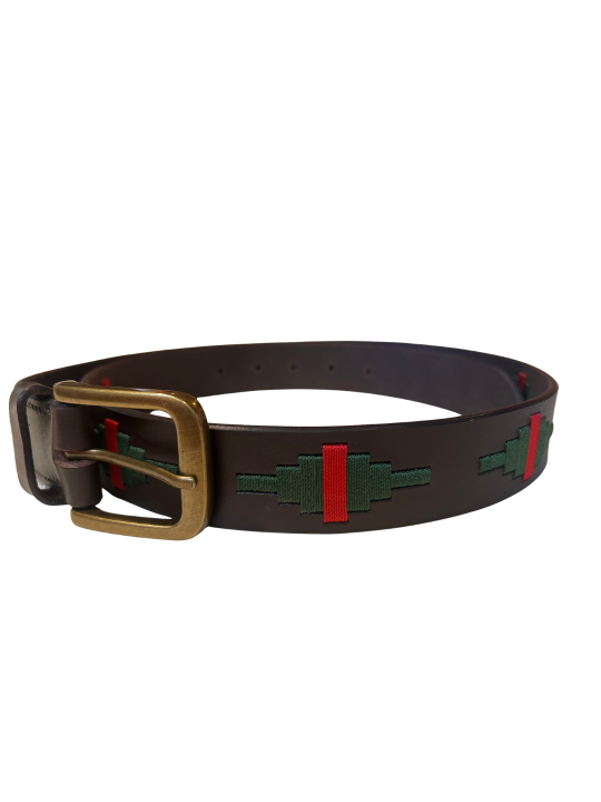 Ceinture argentine cuir tressé rouge et vert | Passion Campagne