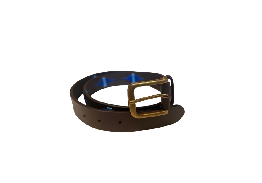 Ceinture argentine cuir tressé bleu| Passion Campagne