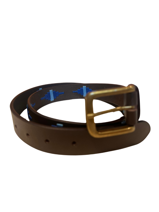 Ceinture argentine cuir tressé bleu| Passion Campagne