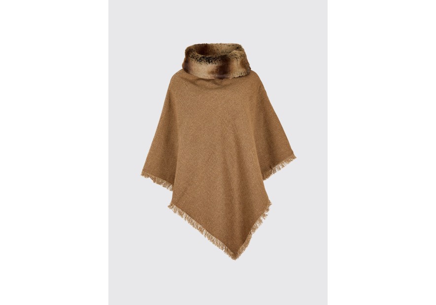 Poncho en tweed Silverfir Camel Twill - Dubarry