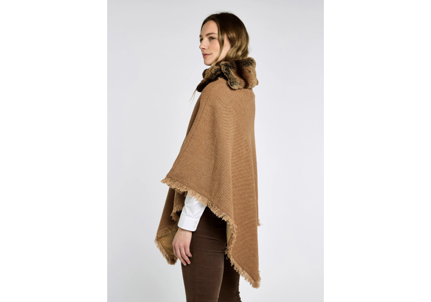 Poncho en tweed Silverfir Camel Twill - Dubarry