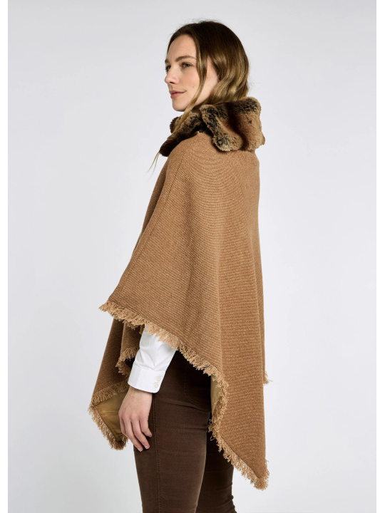 Poncho en tweed Silverfir Camel Twill - Dubarry