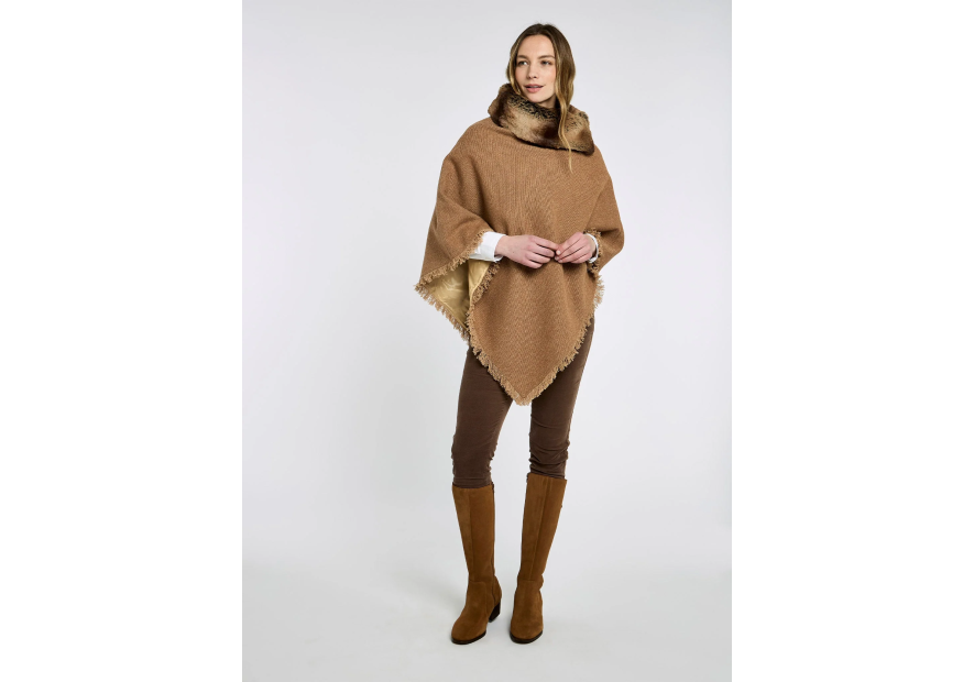 Poncho en tweed Silverfir Camel Twill - Dubarry