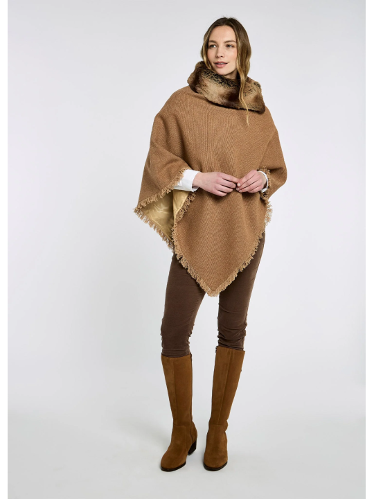 Poncho en tweed Silverfir Camel Twill - Dubarry