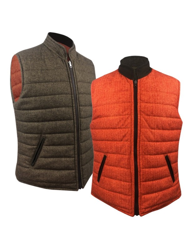 gilet reversible tweed